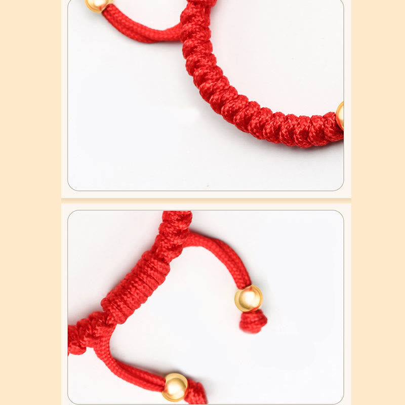 999 Sterling Silver Pixiu Red String Braided Vajra Knot Bracelet for Kids
