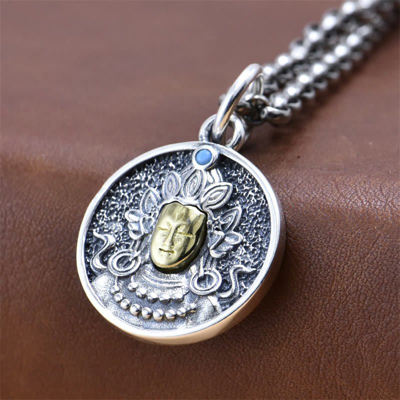 925 Sterling Silver Green Tara Double Dorje Vajra Protection Necklace Pendant