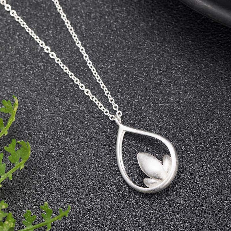 925 Sterling Silver Lotus Flower Floral Enlightenment Necklace Pendant