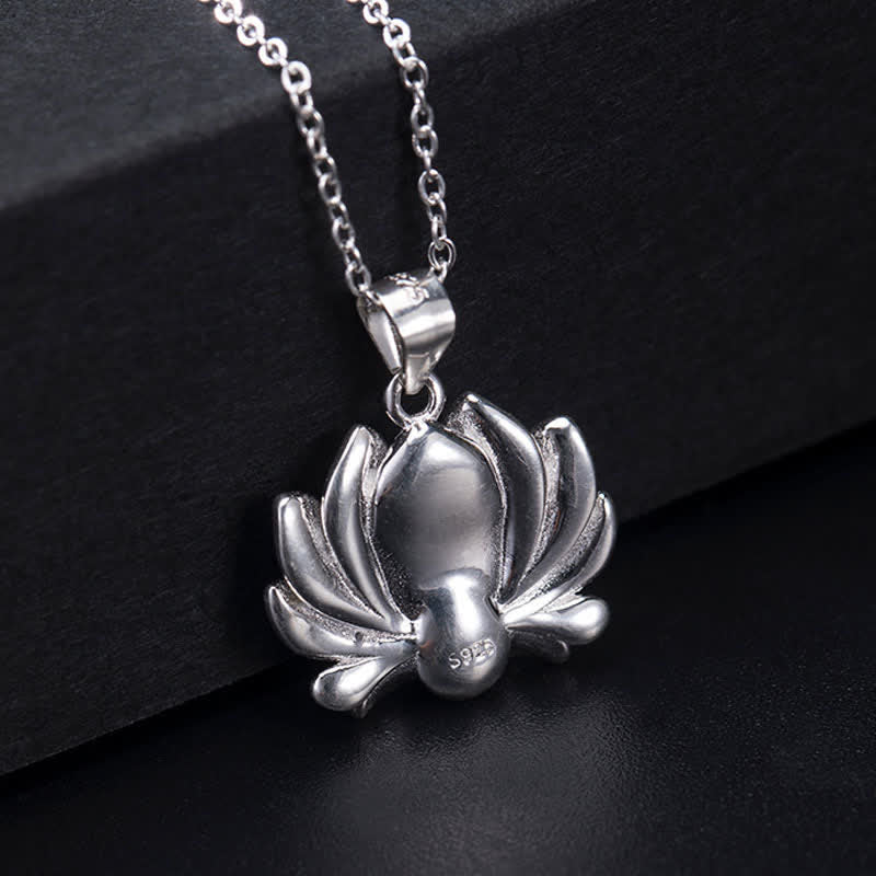 925 Sterling Silver Lotus Flower Pearl Wealth Necklace Pendant