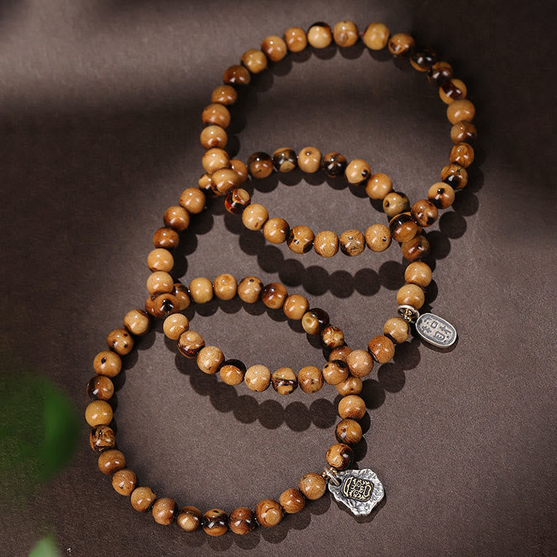 925 Sterling Silver Natural Golden Sea Willow Zakiram Goddess of Wealth Lucky fortune Fu Character Success Bracelet