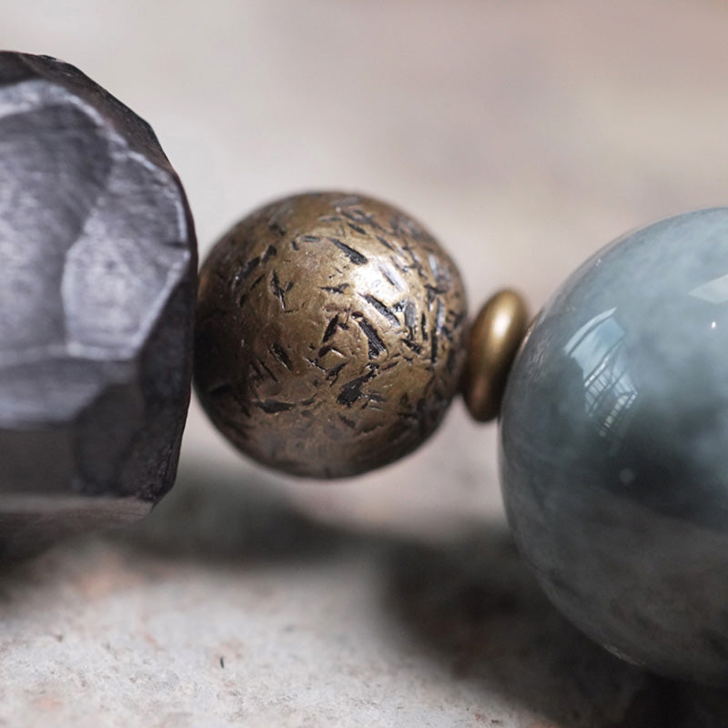 Eagle's Eye Stone Ebony Wood Copper Confidence Couple Bracelet