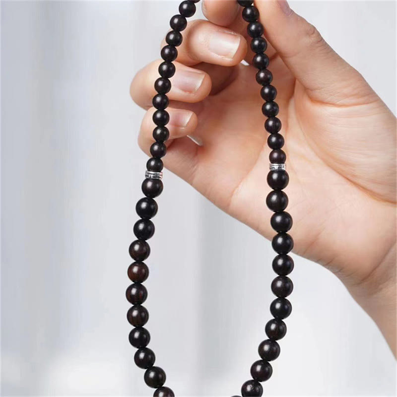 Tibet Ebony Wood Dzi Bead Balance Double Wrap Bracelet