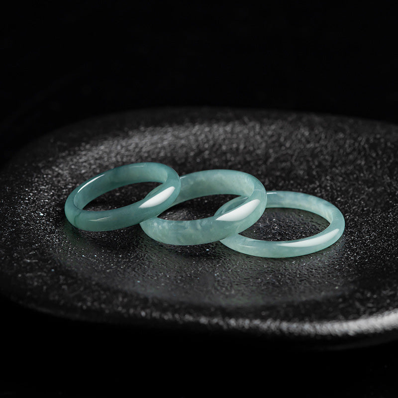 Hand-Polished Natural Jade Minimalist Band Ring