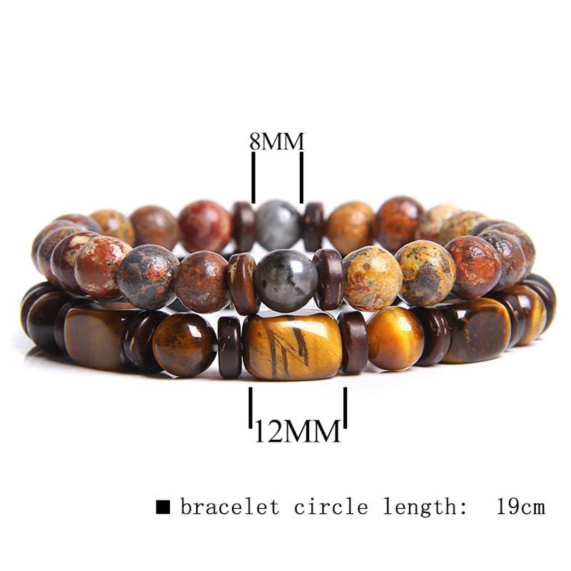 2PCS Healing Crystal Emperor Stone Tiger Eye Bead Bracelet