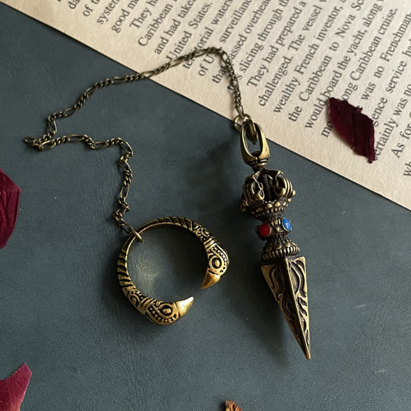 Pentagram Eye of God Feather Hamsa Copper Healing Necklace Pendant Pendulum