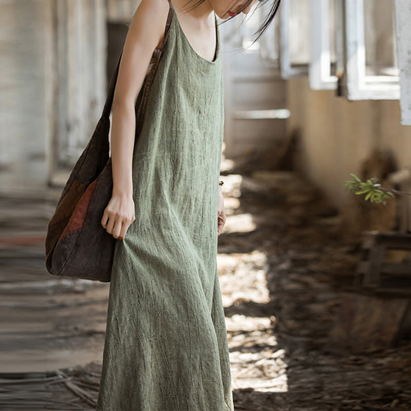 Artisanal Tie-Dye Linen Breezy Meditation Midi Dress
