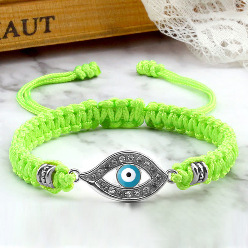 Handmade Evil Eye Red String Braided Bracelet with Gold or Silver Border