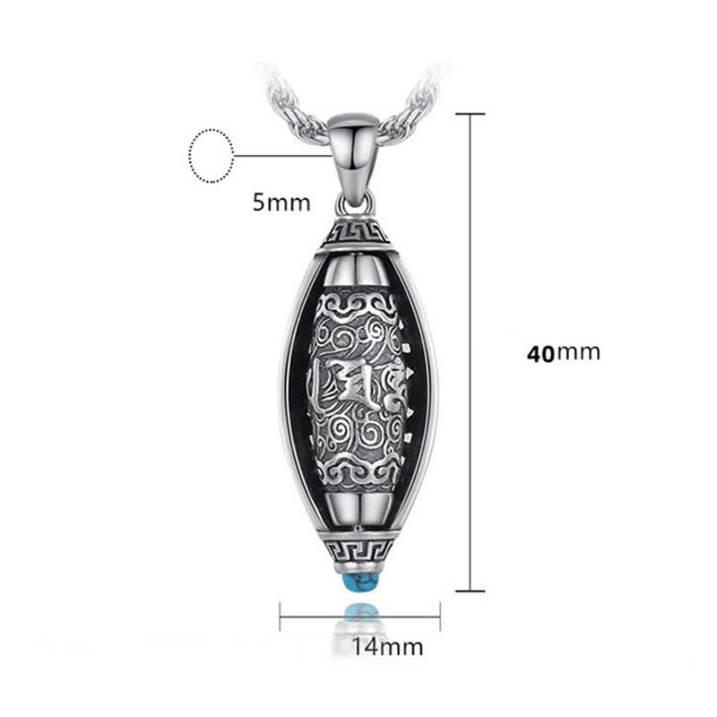 Tibet Om Mani Padme Hum Protection Necklace Rotatable Pendant