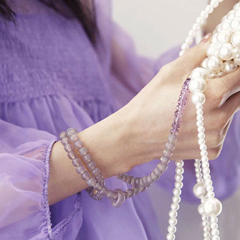 Natural Amethyst and Agate Crystal Beaded Meditation Bracelet