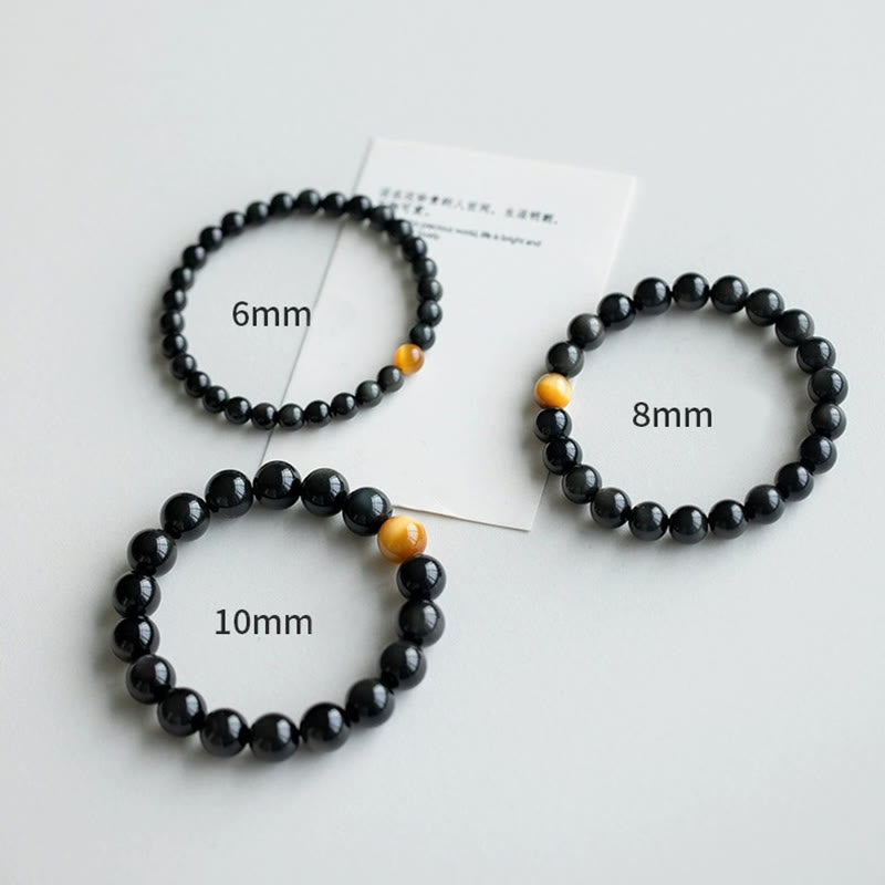 Natural Rainbow Obsidian Tiger Eye Positive Love Bracelet