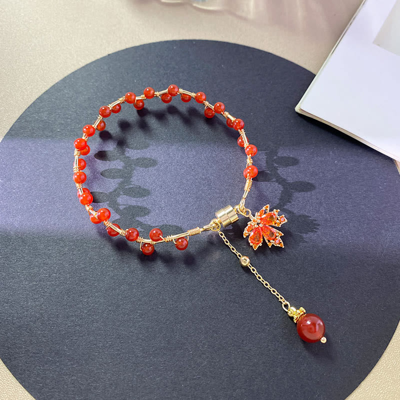 Red Maple Leaf Luck Charm Bracelet
