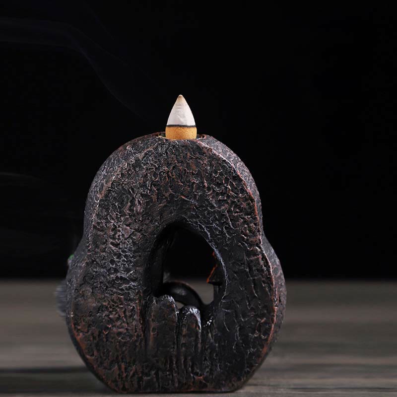 Zeniora Mountain Bridges Resin Backflow Incense Burner for Meditation