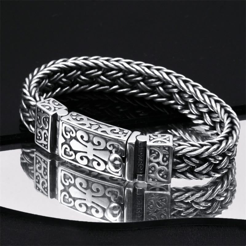 Retro Vine Totem Pattern Braided Healing Chain Bracelet