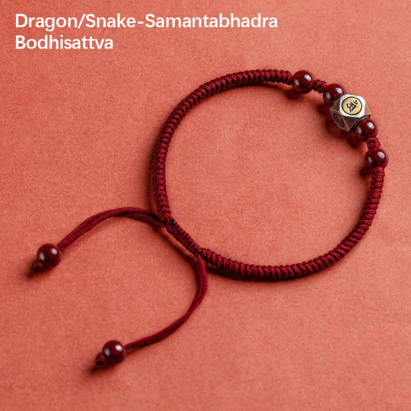 925 Sterling Silver Chinese Zodiac Natal Buddha Cinnabar Calm Bracelet