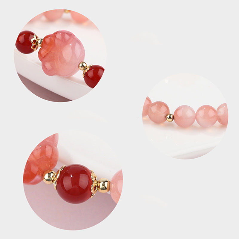 Natural Yanyuan and Red Agate Carved Cat Paw Grounding Bracelet