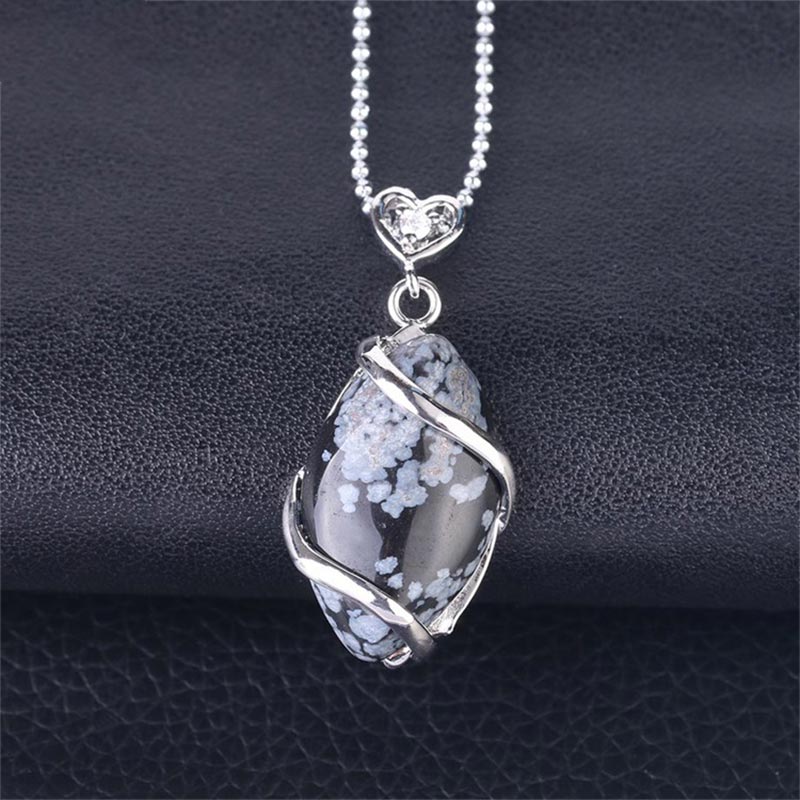 Marquise Pattern Natural Crystal Stone Charm Necklace Pendant (Extra 35% Off | USE CODE: FS35)