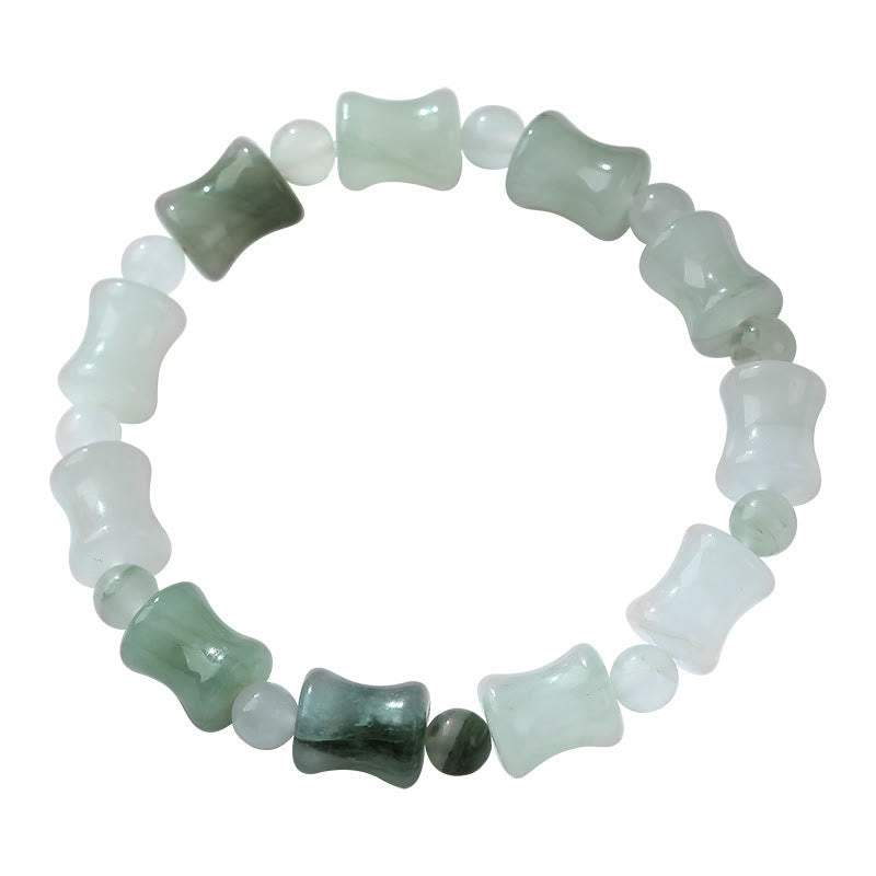 Zeniora Jade & Bamboo Pattern Elastic Bracelet