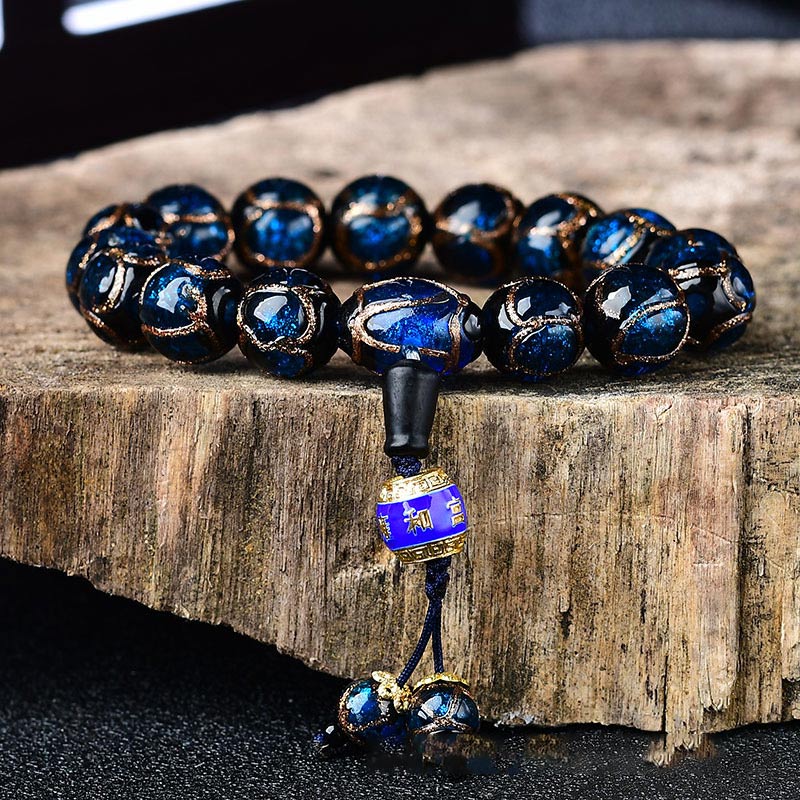 Tibetan Dragon Vein Agate Beaded Bracelet – 12mm & 14mm in Multi-Color Options