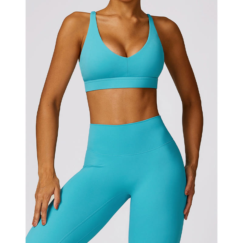 Gym Sports Yoga Backless Bra Crop Tank Top Breathable Shorts