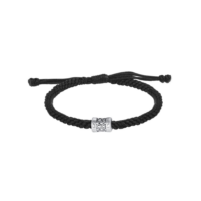 999 Fine Silver Auspicious Cloud Red String Minimalist Cord Bracelet