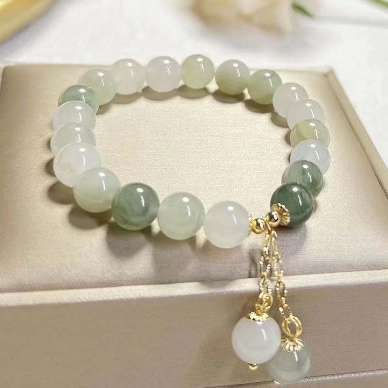 Natural Gradient Jade Abundance Luck Bead Charm Bracelet