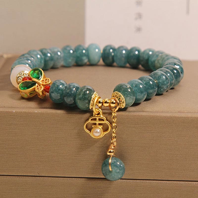 Jade White Agate Butterfly Abacus Beads Abundance Bracelet