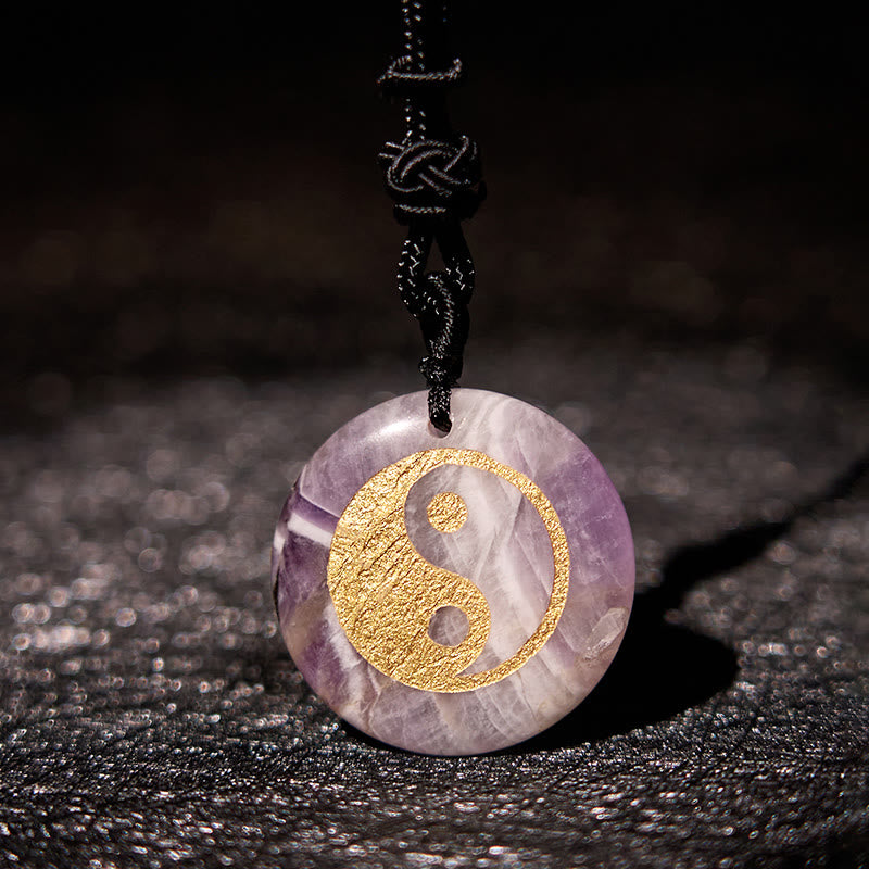 Various Crystal Amethyst Tiger Eye Green Aventurine Yin Yang Spiritual Necklace Pendant