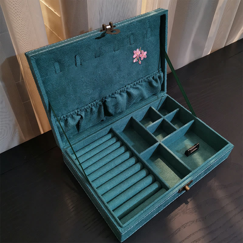 Floral & Dragonfly Flannel Single Layer Jewelry Organizer Box