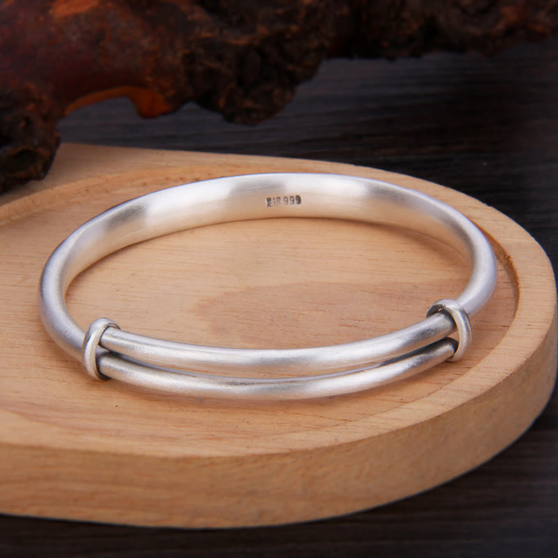999 Sterling Silver Koi Fish Lotus Wealth Luck Bracelet Bangle