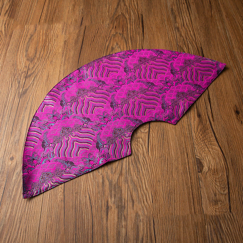 Vintage Sea Wave Bamboo Plum Blossom Embroidered Cup Mat Pad Tea Cup Coaster Kung Fu Tea Mat