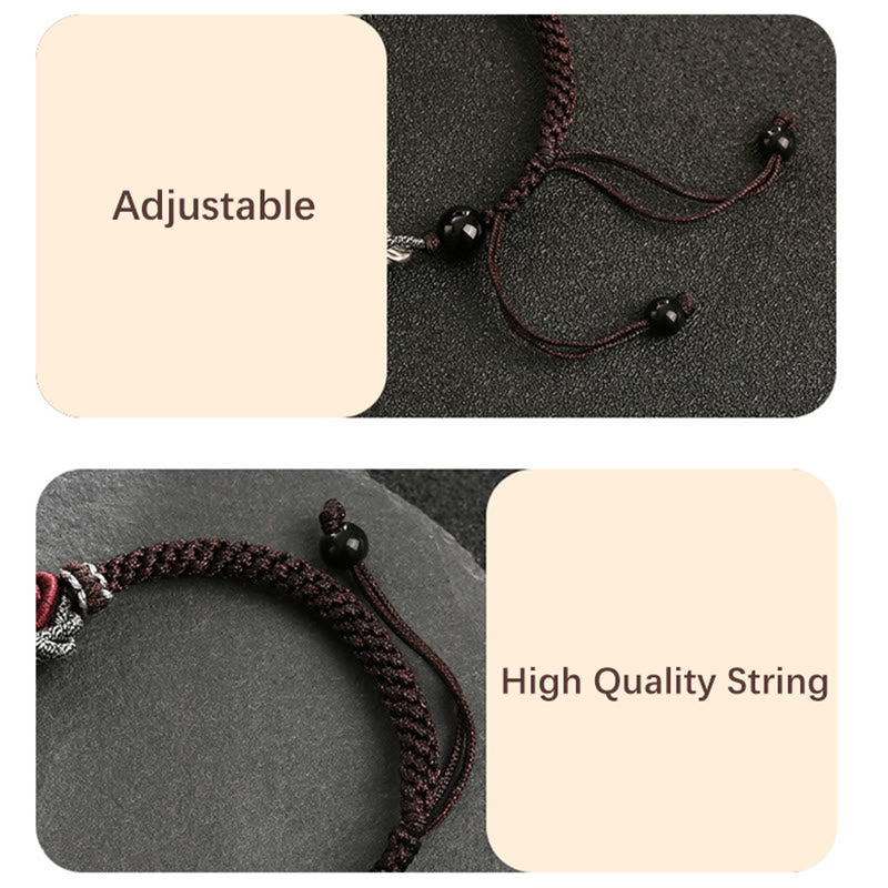 925 Sterling Silver Auspicious Dragon Success Handcrafted Braided Bracelet