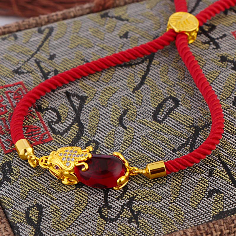 Wealth Attractor Red Agate Pixiu Red String Bracelet