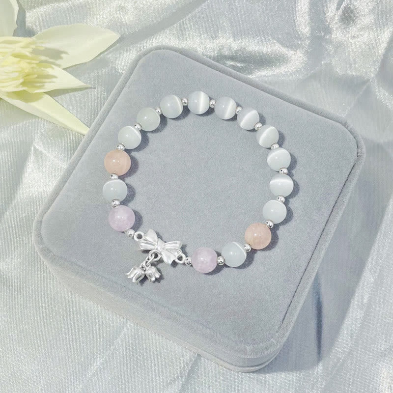 Cat's Eye Lavender Amethyst Rosette Charm Bracelet