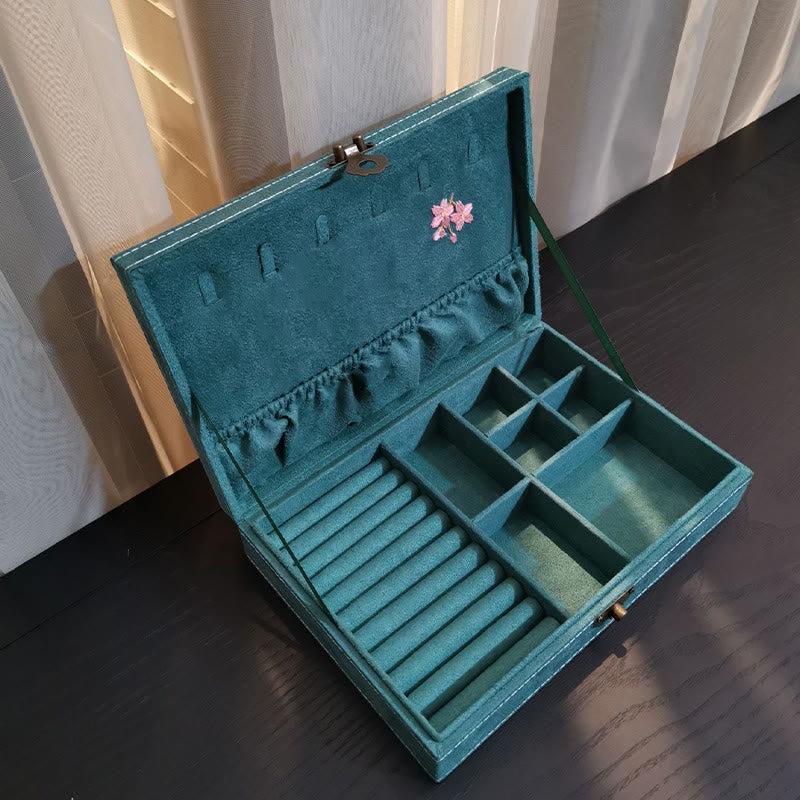 Floral & Dragonfly Flannel Single Layer Jewelry Organizer Box