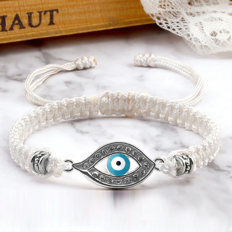 Handmade Evil Eye Red String Braided Bracelet with Gold or Silver Border