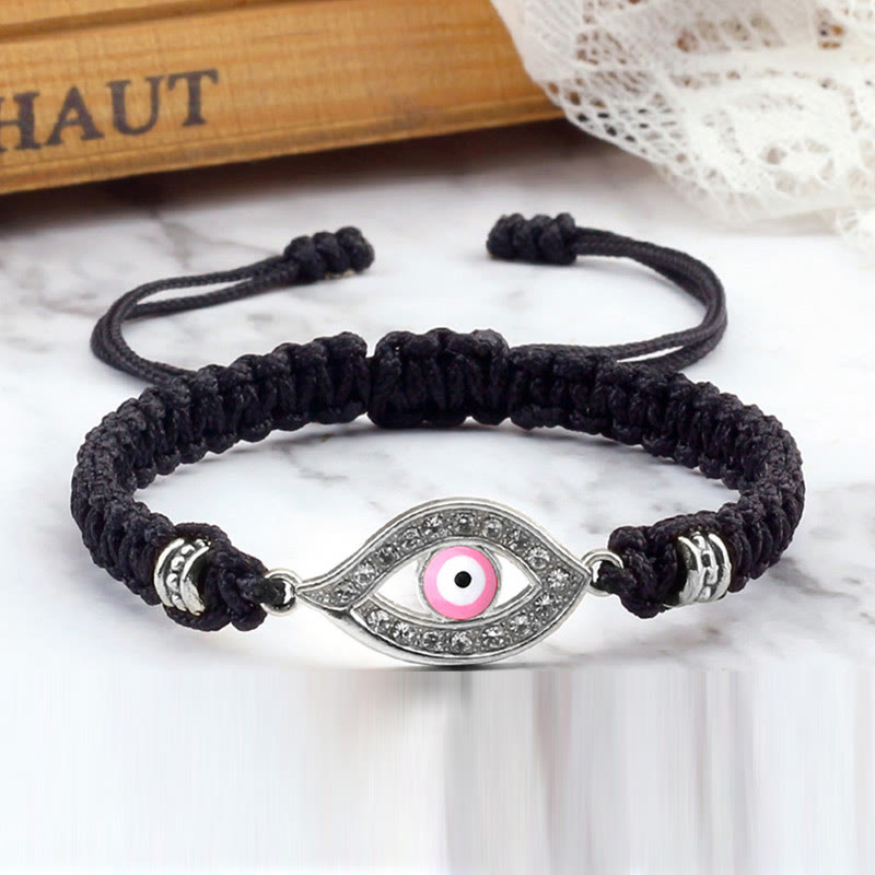 Handmade Evil Eye Red String Braided Bracelet with Gold or Silver Border
