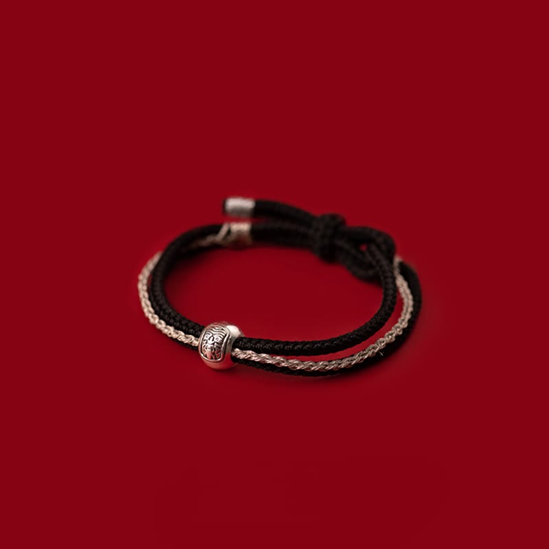 925 Sterling Silver Tibetan Zakiram Goddess Braided Red String Bracelet