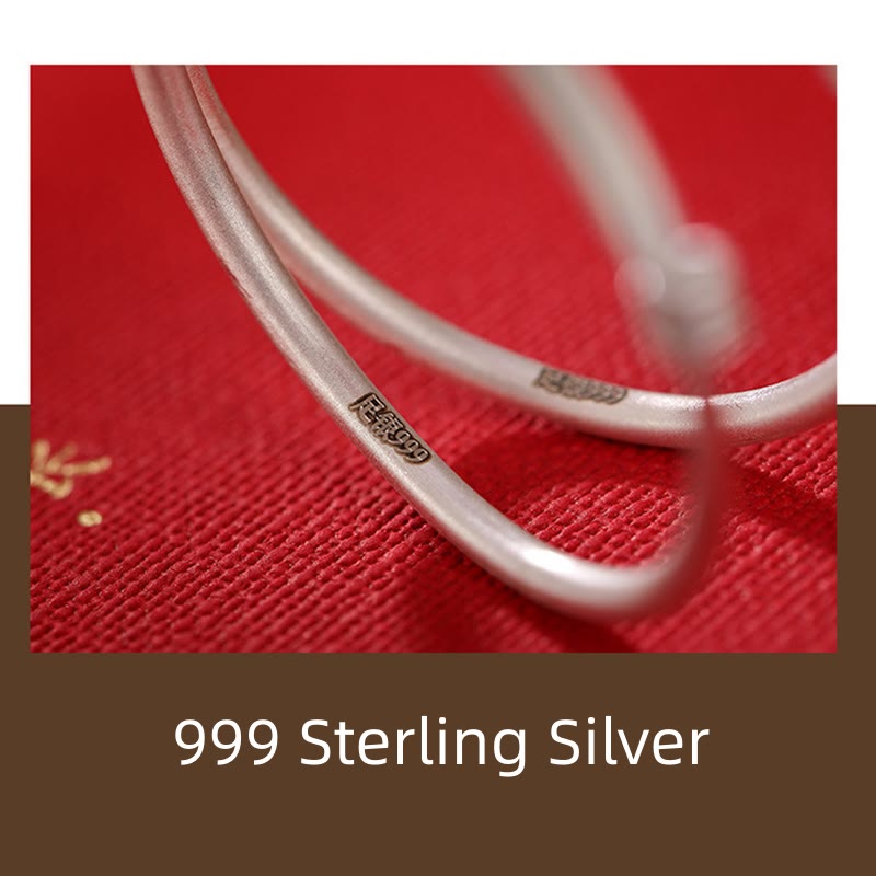 999 Sterling Silver Peace And Joy Protection Kids Child Bracelet Bangle