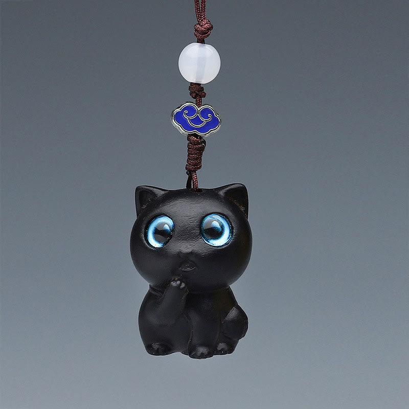 Green Sandalwood Mini Cute Animal Rabbit Cat Deer Whale Prosperity Phone Hanging Decorations