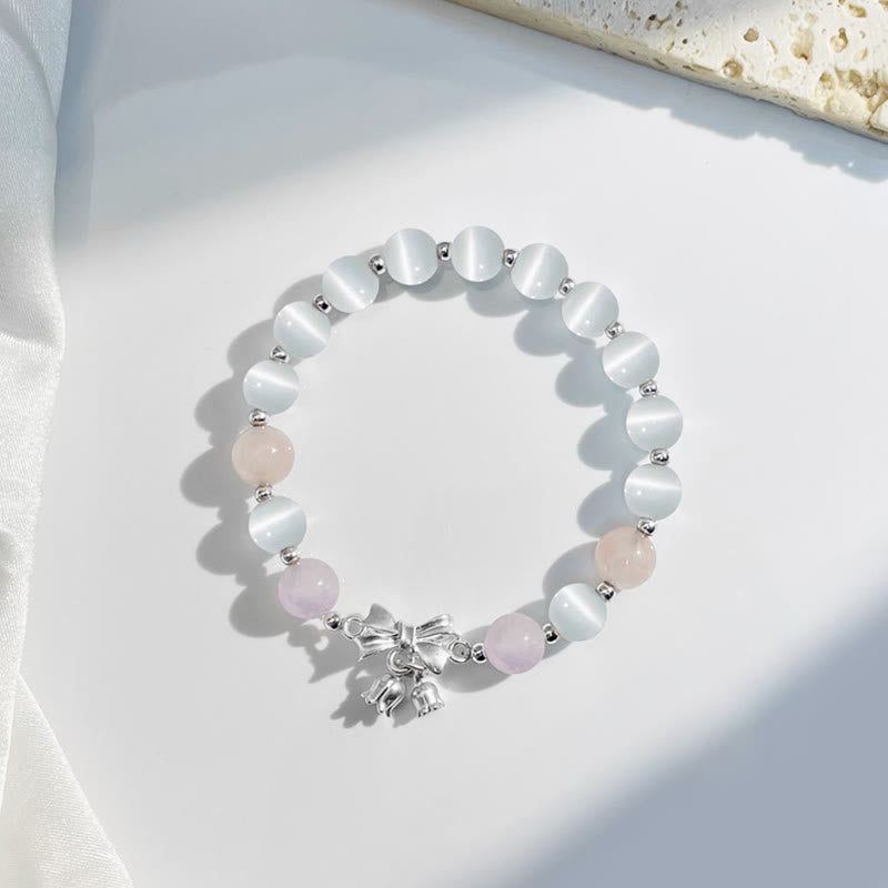 Cat's Eye Lavender Amethyst Rosette Charm Bracelet