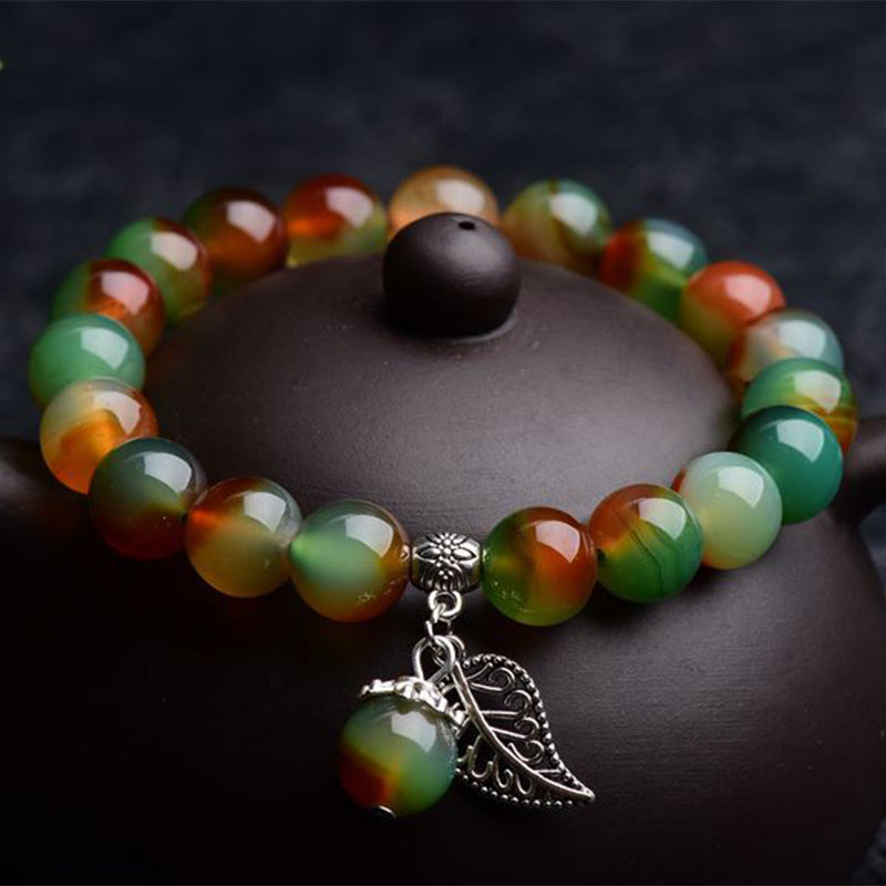 Tibetan Natural Green Agate Healing Bracelet