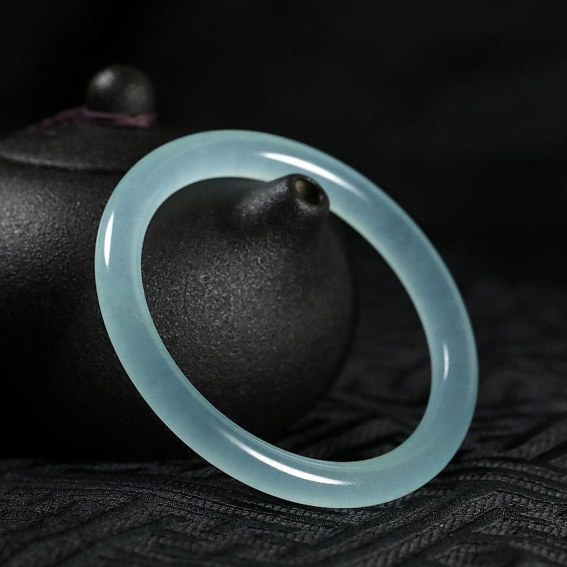 Natural Jade Hand-Carved Solid Gemstone Bangle Bracelet