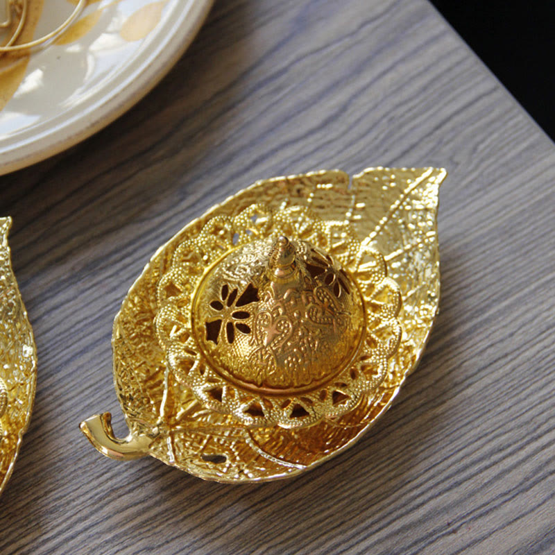 Tibetan Mini Leaf Meditation Incense Burner and Coaster