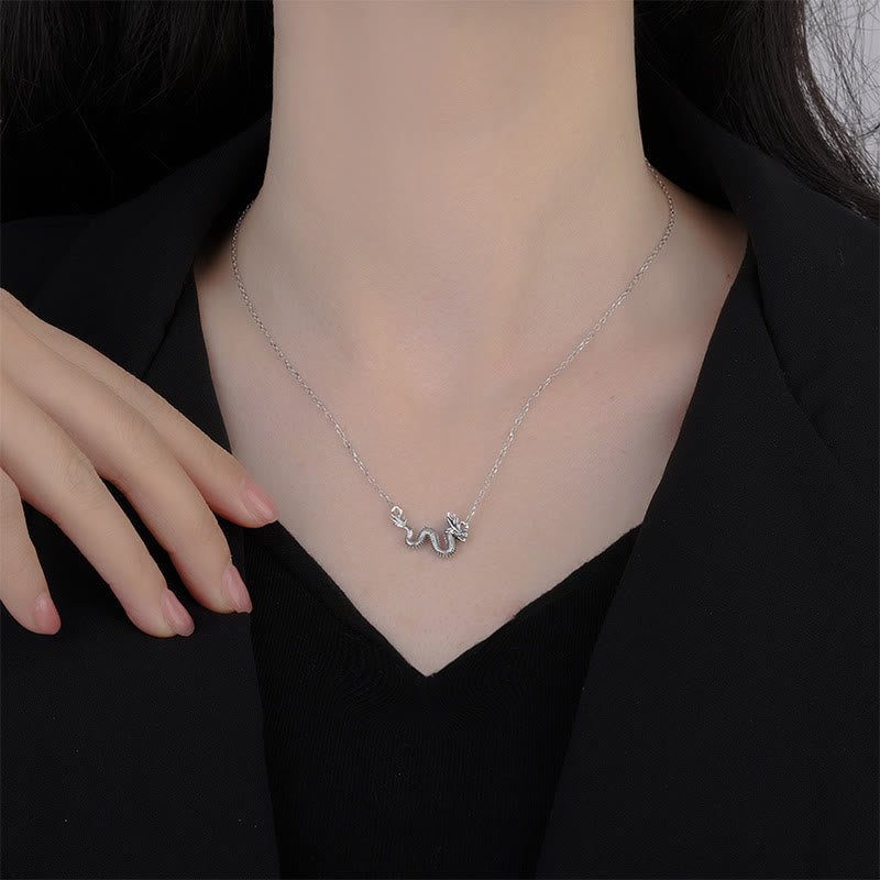 925 Sterling Silver Year Of The Dragon Auspicious Dragon Protection Chain Necklace Pendant