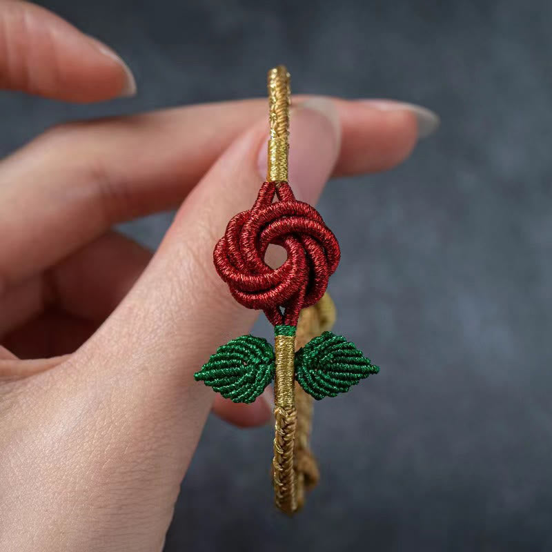Rose Flower Rope Eight Thread Peace Knot Luck Handmade Bracelet