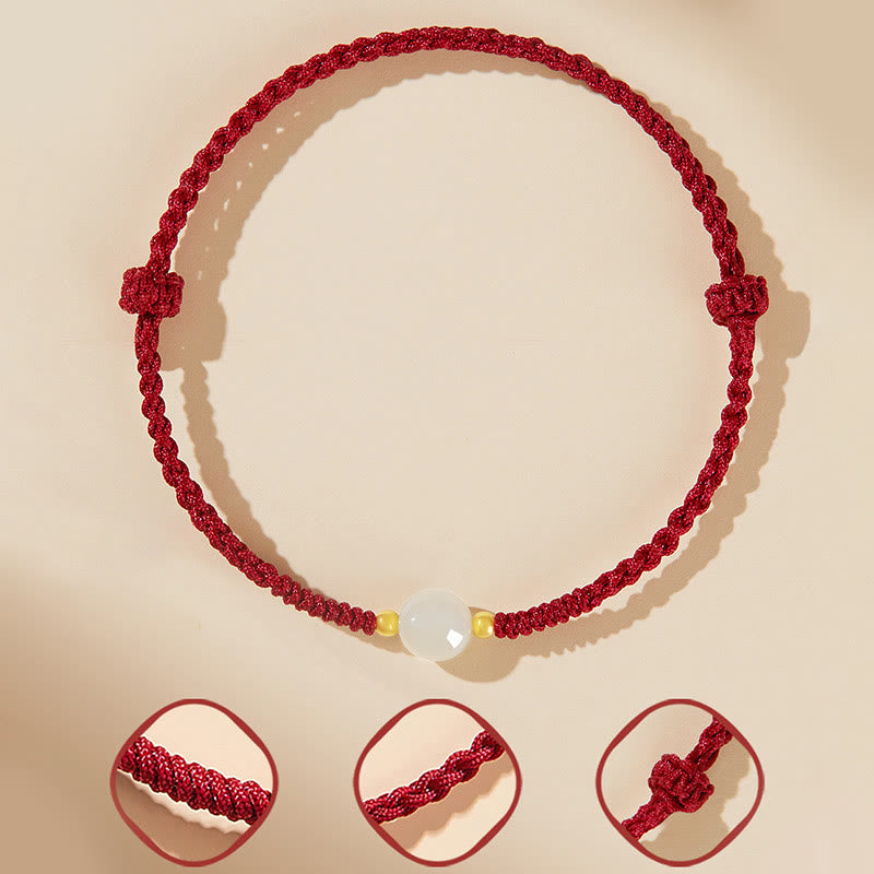 Handcrafted Round Jade Lucky Bead Prosperity Braided Bracelet