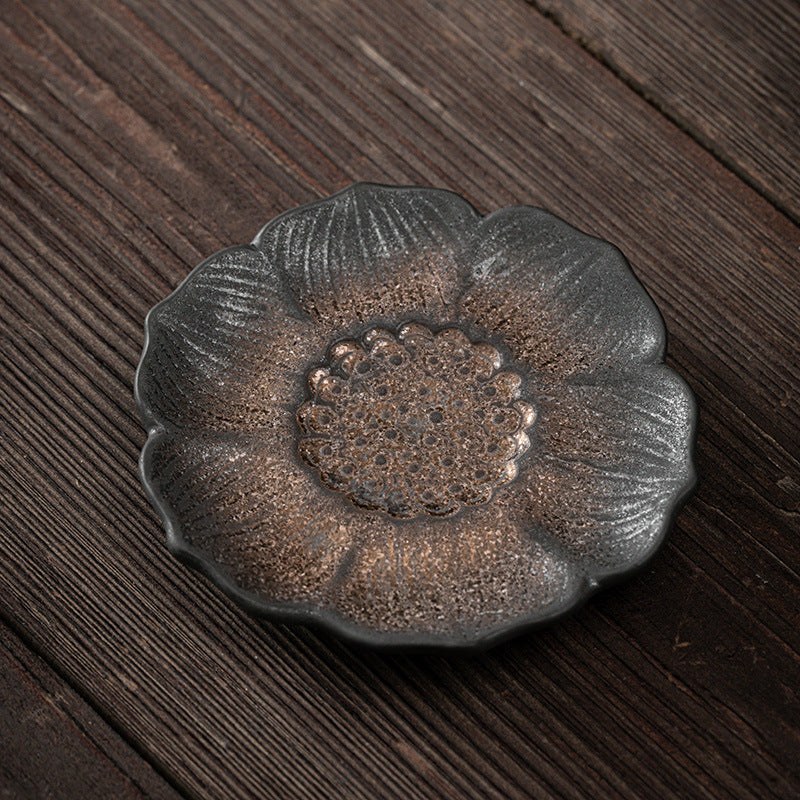 Vintage Lotus Flower Ceramic Cup Mat Pad Tea Cup Coaster Kung Fu Tea Mat