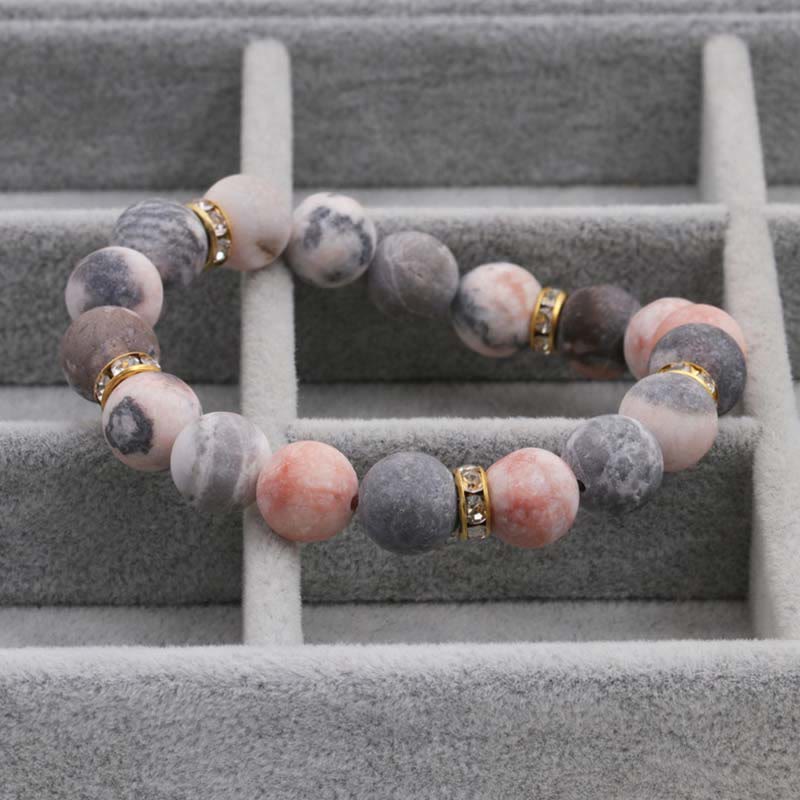 Anxiety Stress Healing Crystal Zebra Jasper Bead Bracelet