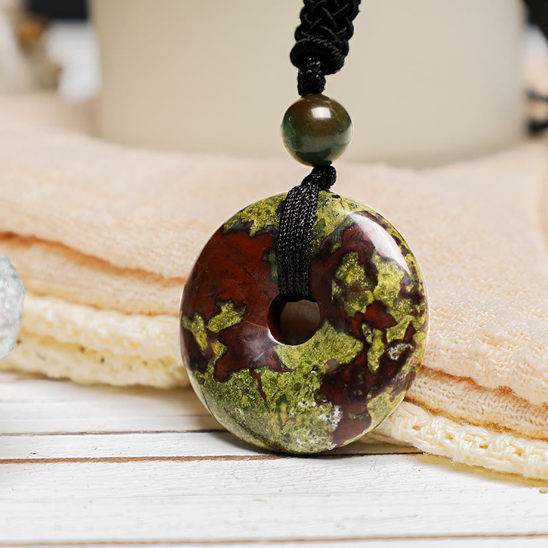 Lucky Coin Pendant Healing Crystal Gemstone Necklace